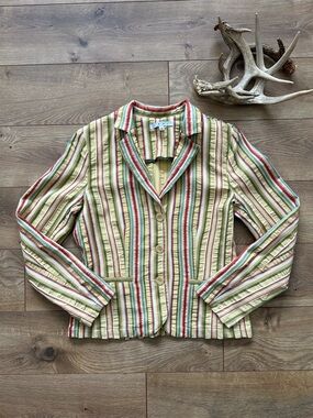 CAbi Striped Blazer Size 10 | Tailored Spring Stripe Jacket
